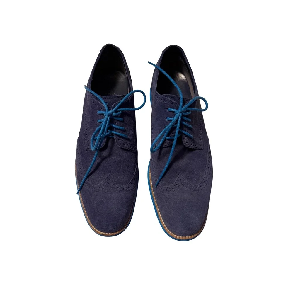 Cole Haan LunarGrand Wingtip Oxford‎ Navy Blue Suede Mens 13M C11097 Nike Sole